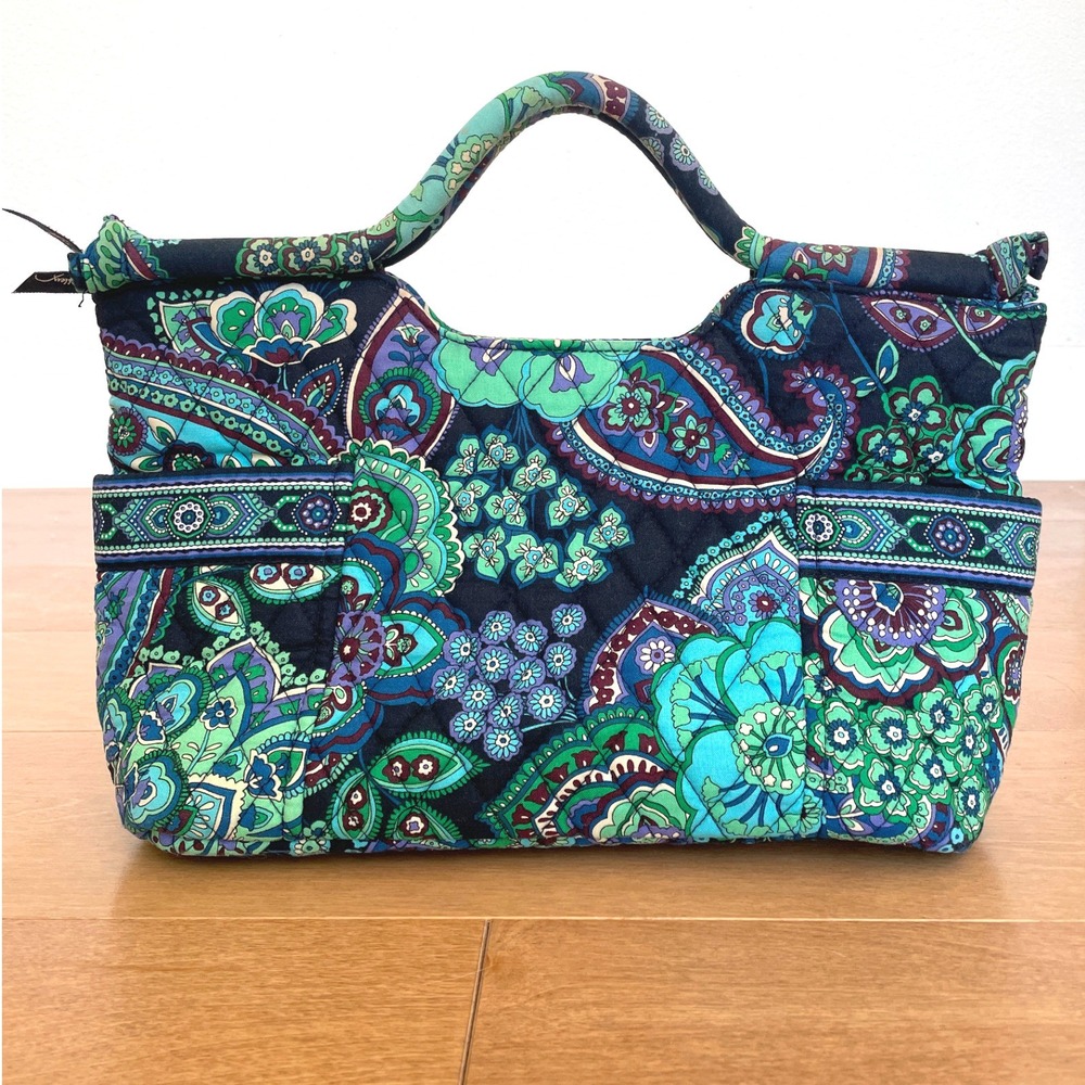 Vera Bradley Rhapsody  Bag Paisley Quilted Cotton Blue Green